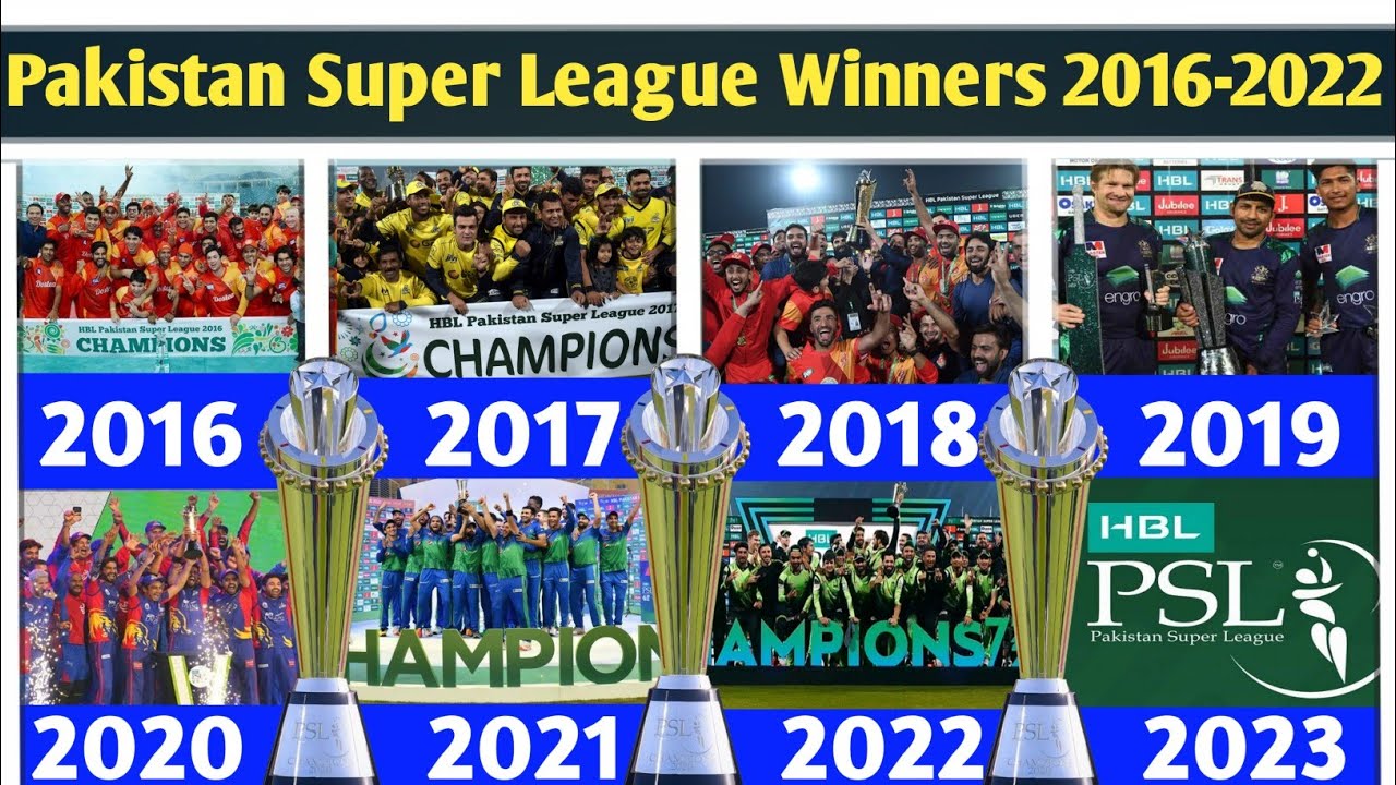 Pakistan Super League Winners 2016-2022 | PSL Winners List 2016-2022 | पाकिस्तान सुपर लीग विजेता टीम