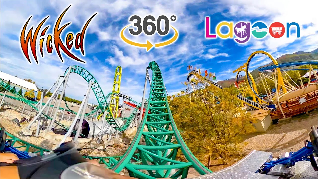 VR 360 Wicked Roller Coaster On Ride Front Seat POV Lagoon 2023 09 30