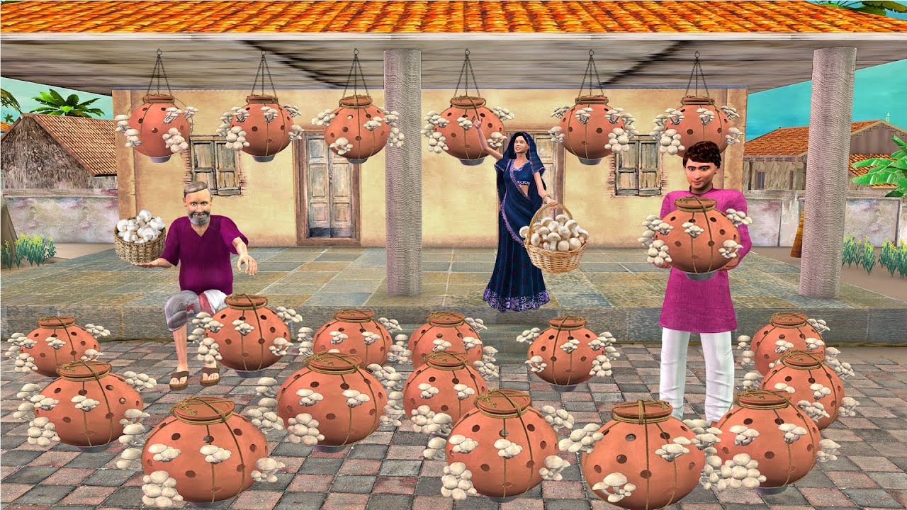Mushrooms Farming Smart Farmer Growing Clay Pot Mushrooms Hindi Kahaniya Moral Stories Comedy Video
