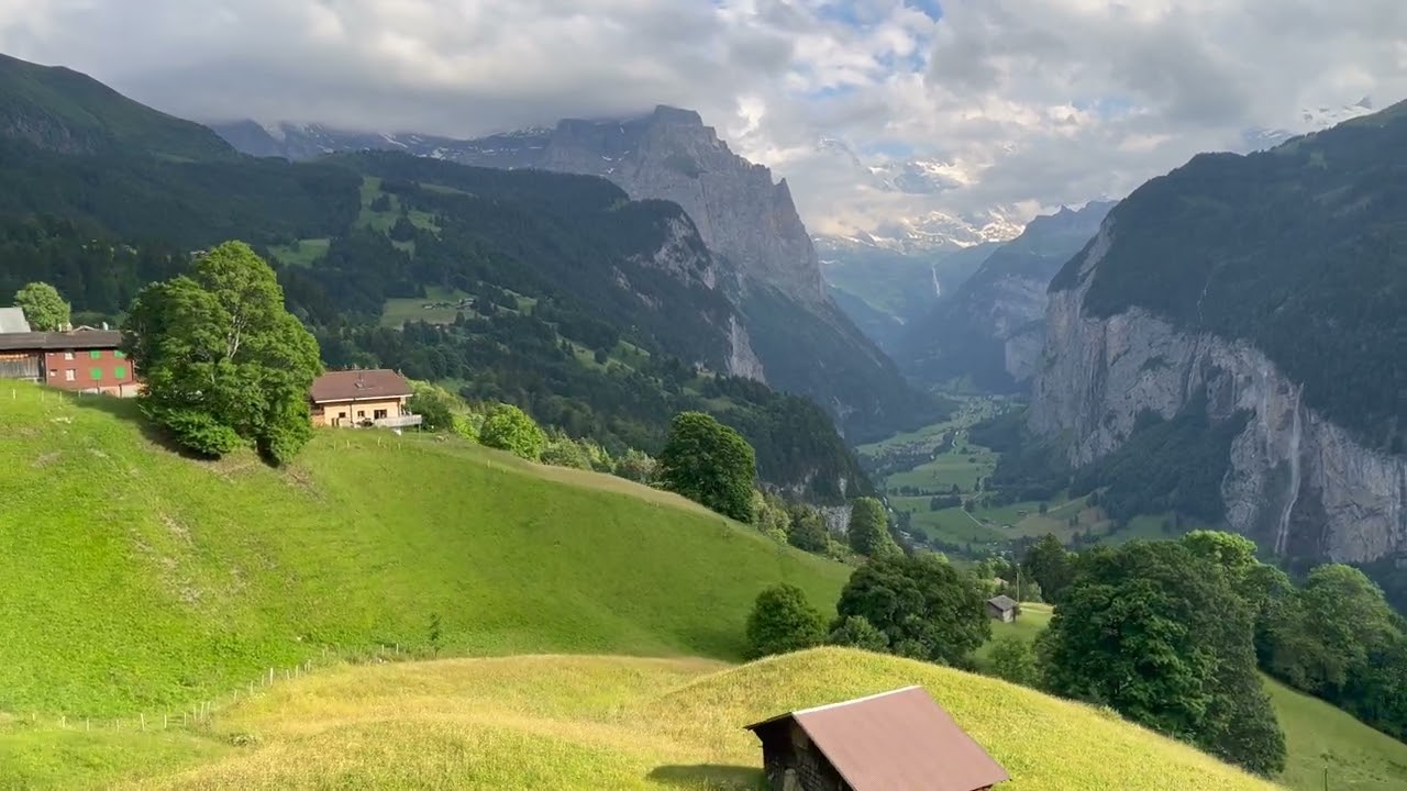 Train from Lauterbrunnen to Wengen, Switzerland 2022.06