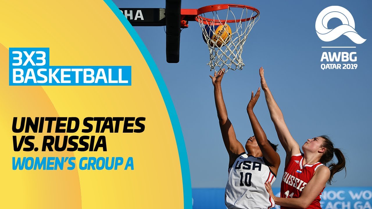 Баскетбол 3x3 — США против России | Матч женской группы A | Всемирные пляжные игры ANOC в Катаре ...
