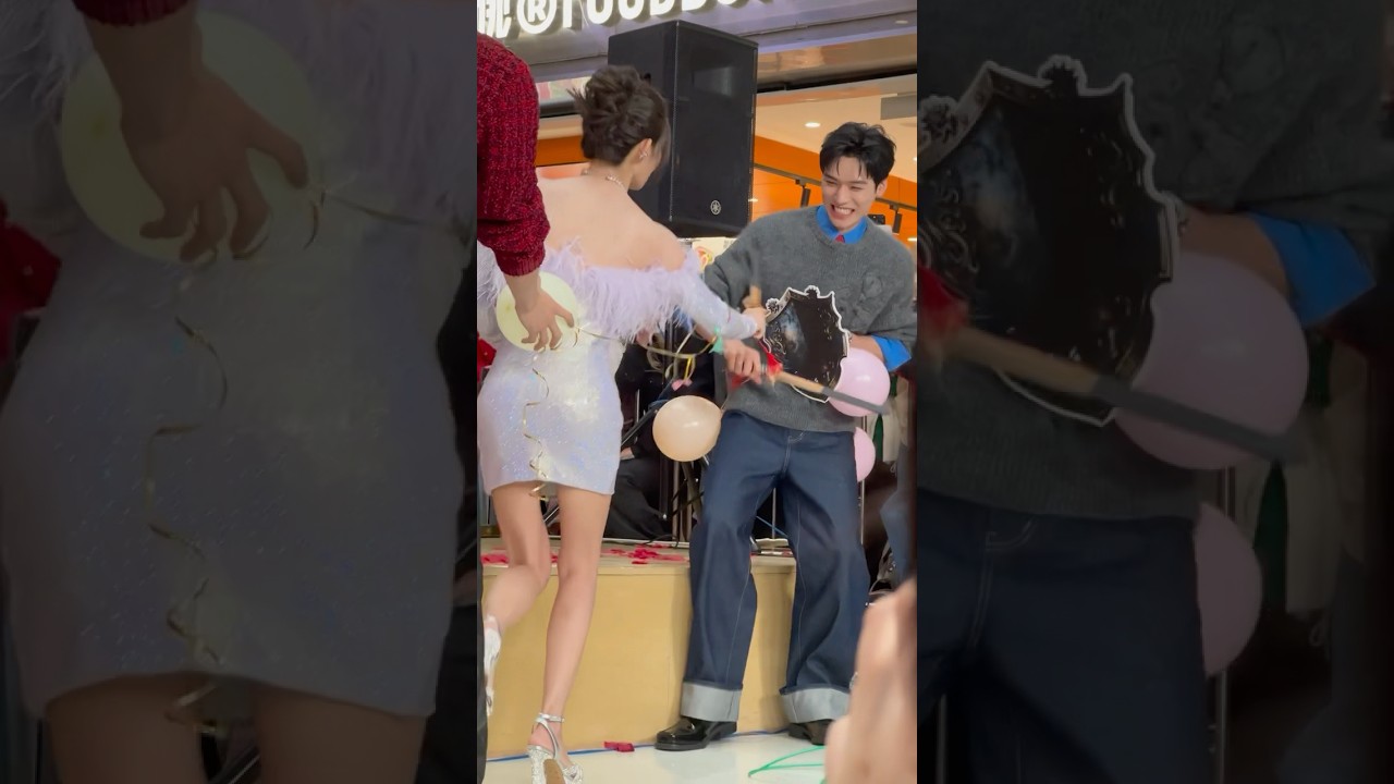 Gong Jun & Peng Xiaoran’s balloon shot game🎈🗡️😆 #bloodriver #shorts #viral