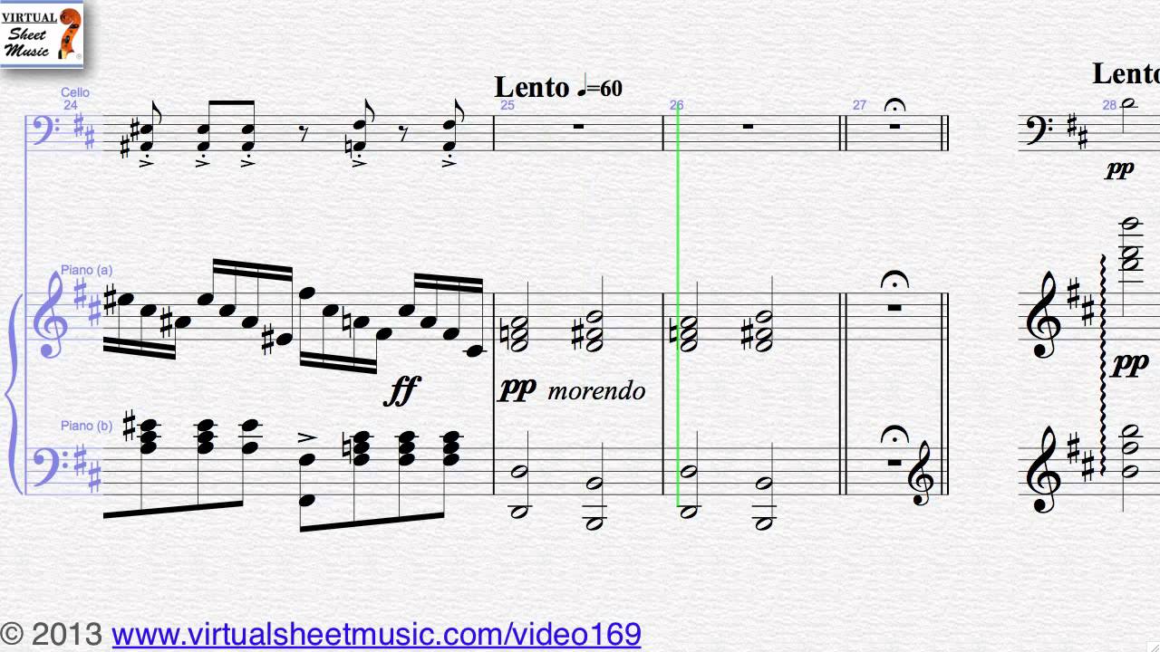 Fabrizio Ferrari's Halloween Night, for Cello and Piano sheet music - Video Score