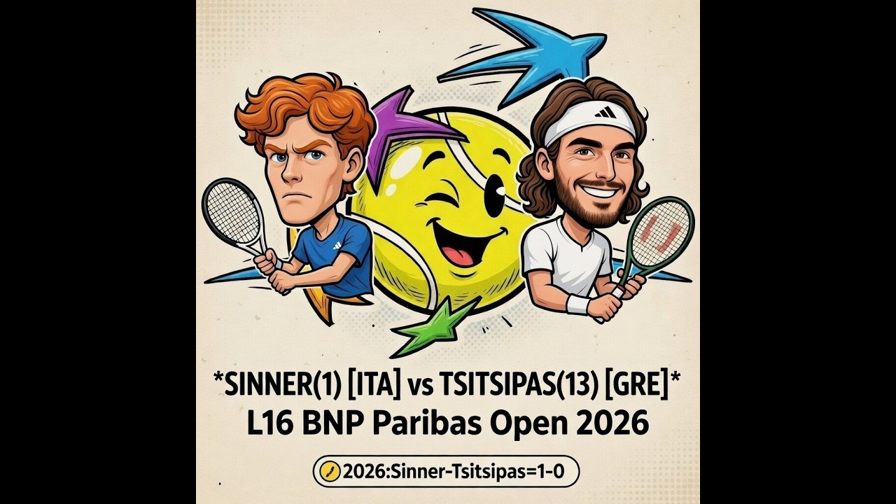 Sinner(1) [ITA] vs Tsitsipas(13) [GRE] 4-6 3-6 R4 Indian Wells [USA] M1000 Bnp Paribas Open 2026