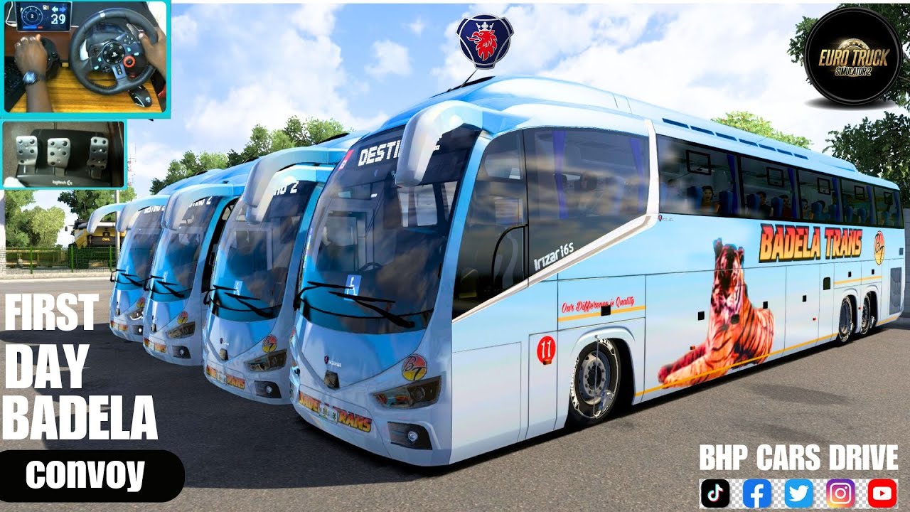 BADELA Bus Tour [ 4 MAN ] Convoy - Scenic Routes & Realistic Driving [ g29 steering wheel Gameplay ]