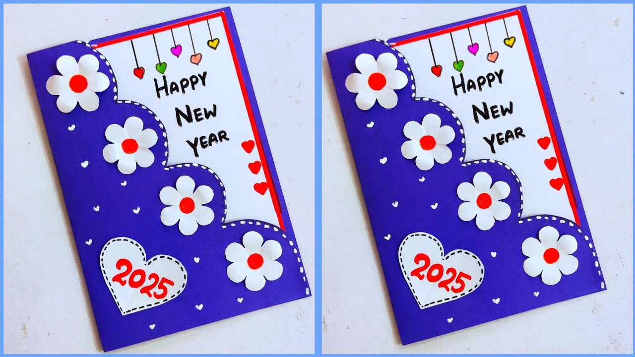 Happy new year greeting card /diy new year greeting card/new year card making/easy new year card