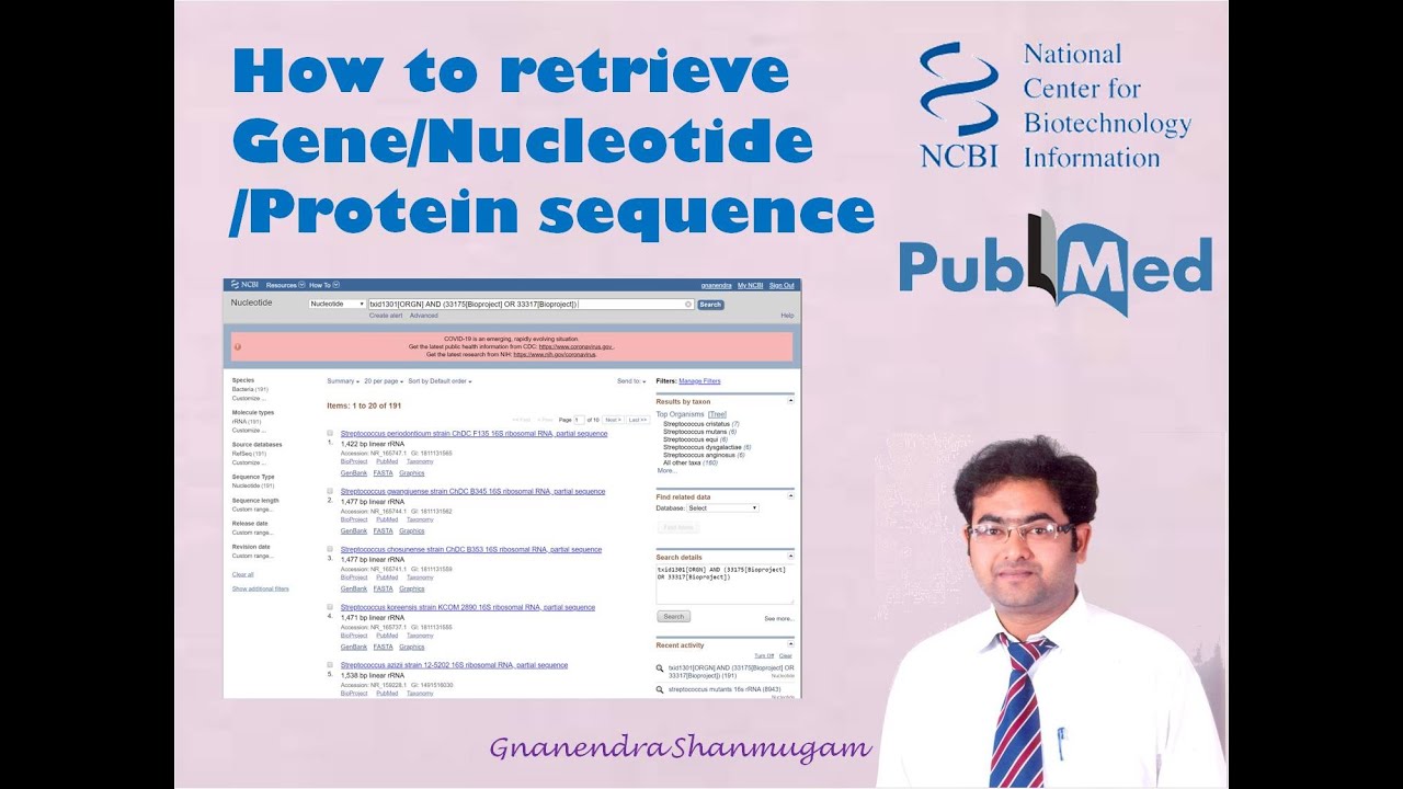 How to use NCBI to retrieve the  Gene/Nucleotide/Protein sequence