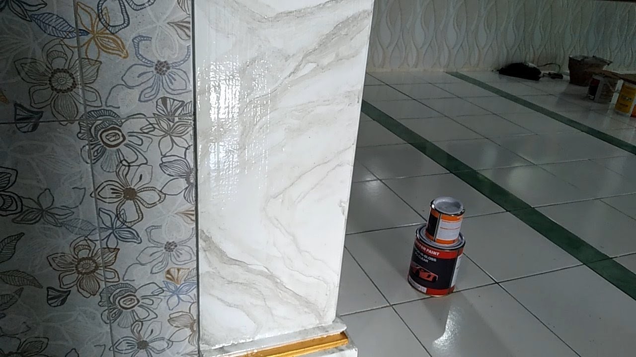 Proses Buat Motif Marmer Pillar Imaman || Paint the marble motif in white to gray || Pillar Marble
