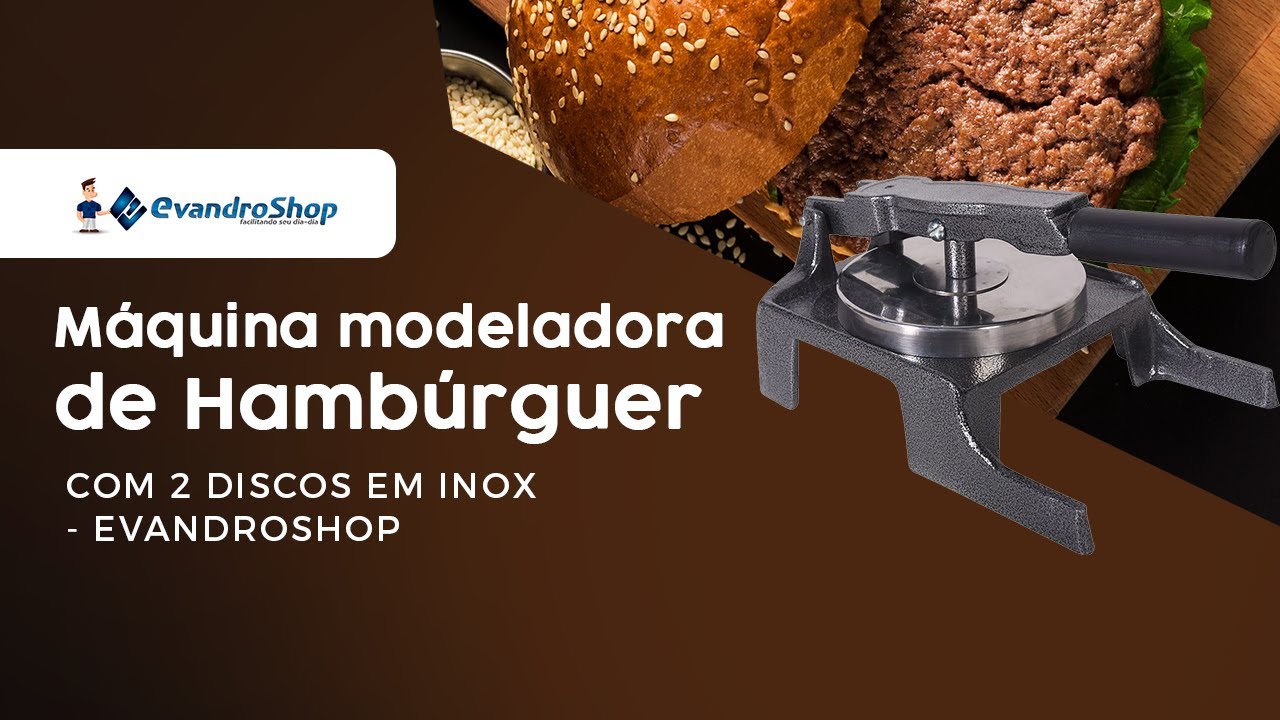 Modeladora de Hamb&uacute;rguer Manual em Inox 2 Discos Maquina De Prensar | EvandroShop