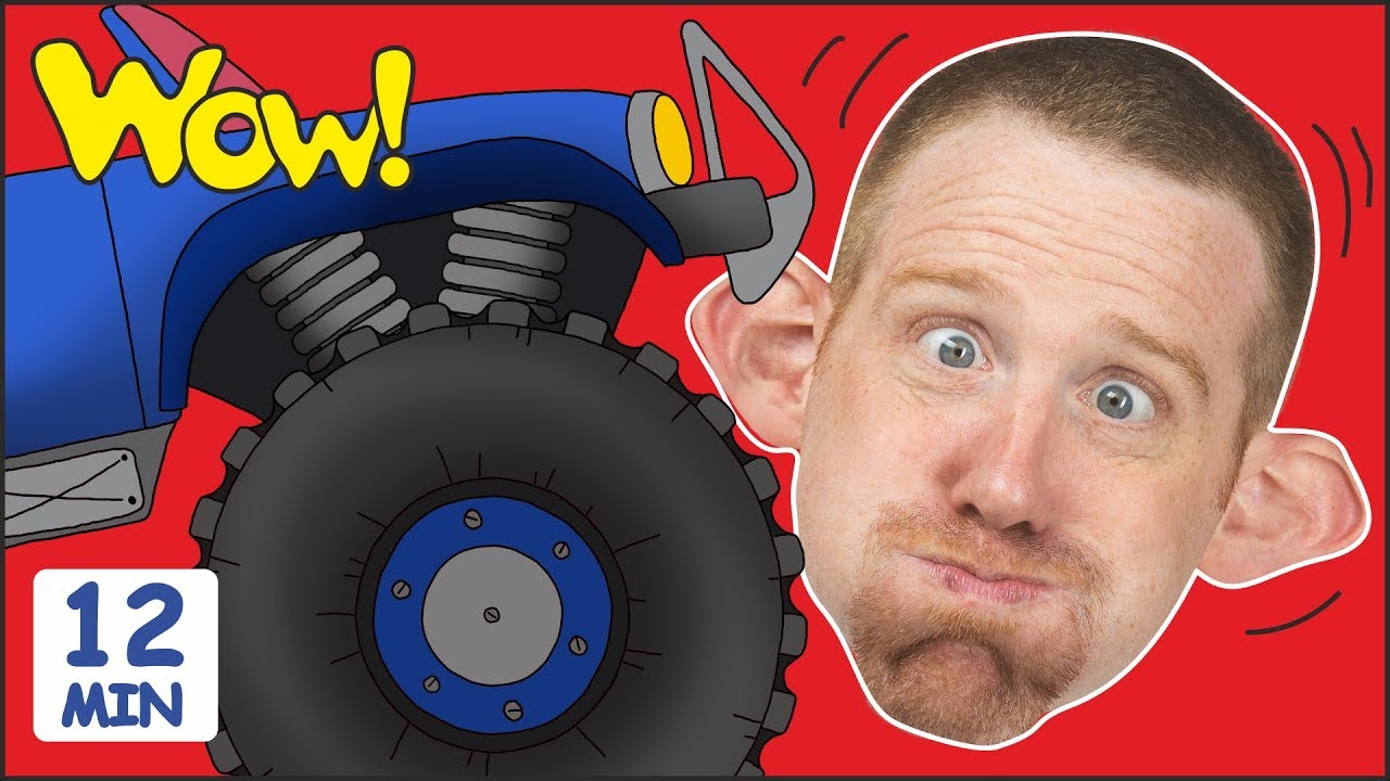 Monster Trucks Toys for Children + MORE Stories for Kids | Steve and Maggie by Wow English TV
