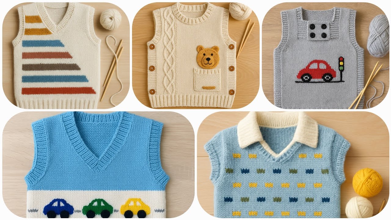 💫Erkek Çocuk Süveter Modelleri | Boys’ Sweater Vest Designs | Örgü Fikirleri – Knitting Inspiration