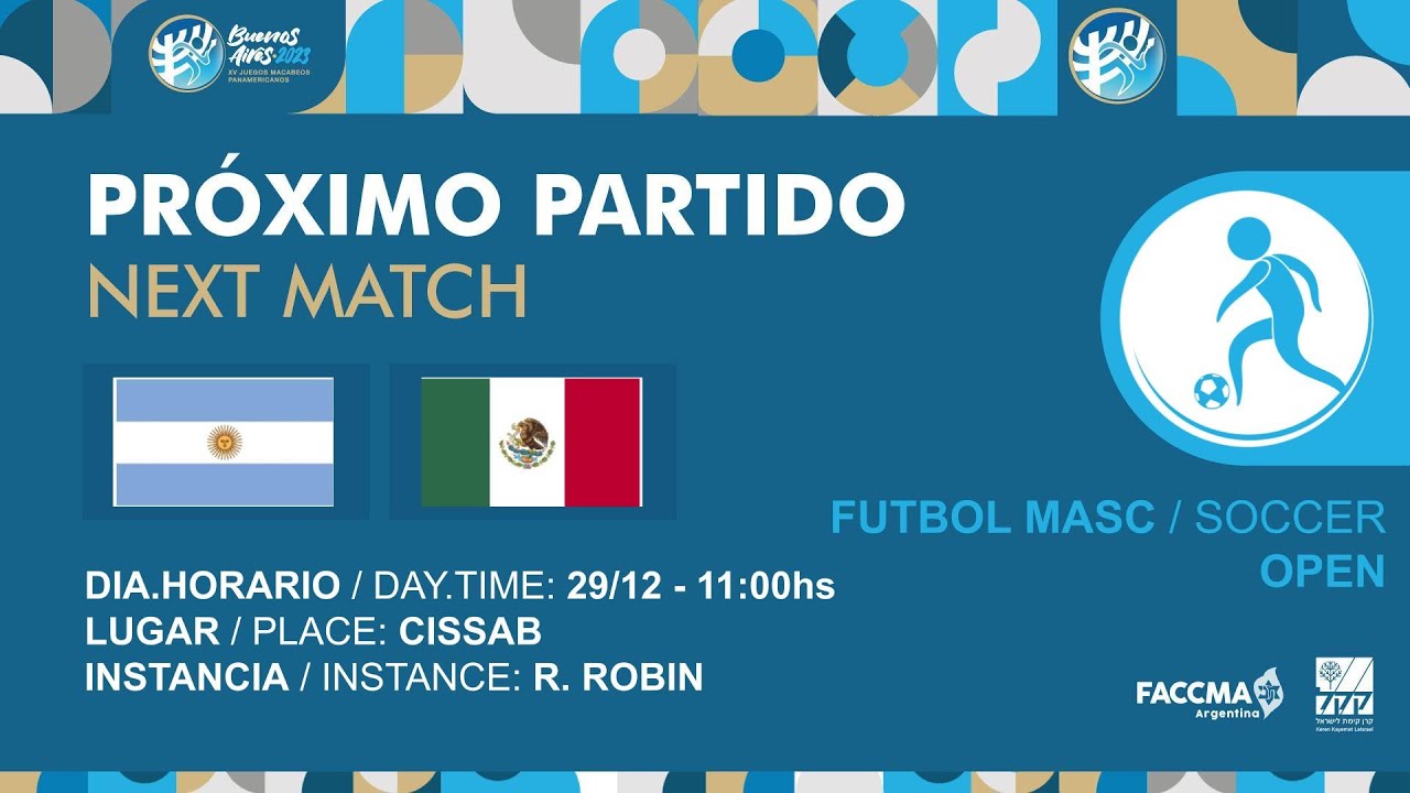 Futbol (M) OPEN - Argentina 23 vs M&eacute;xico / Juegos Macabeos Panamericanos Buenos&nbsp;Aires&nbsp;2023