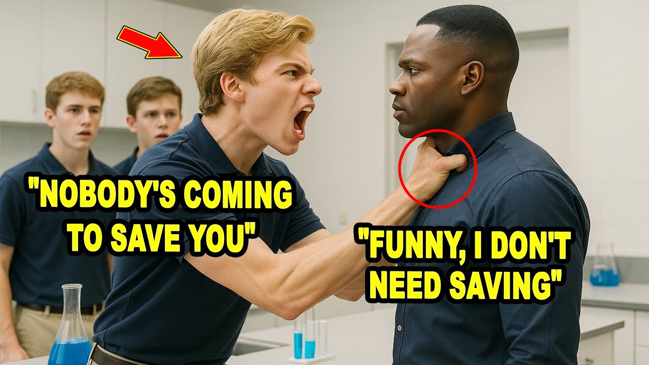 Racist Bully Grabs Black Teacher’s Throat In Lab—Unaware He Had a Military Past That Would End Him