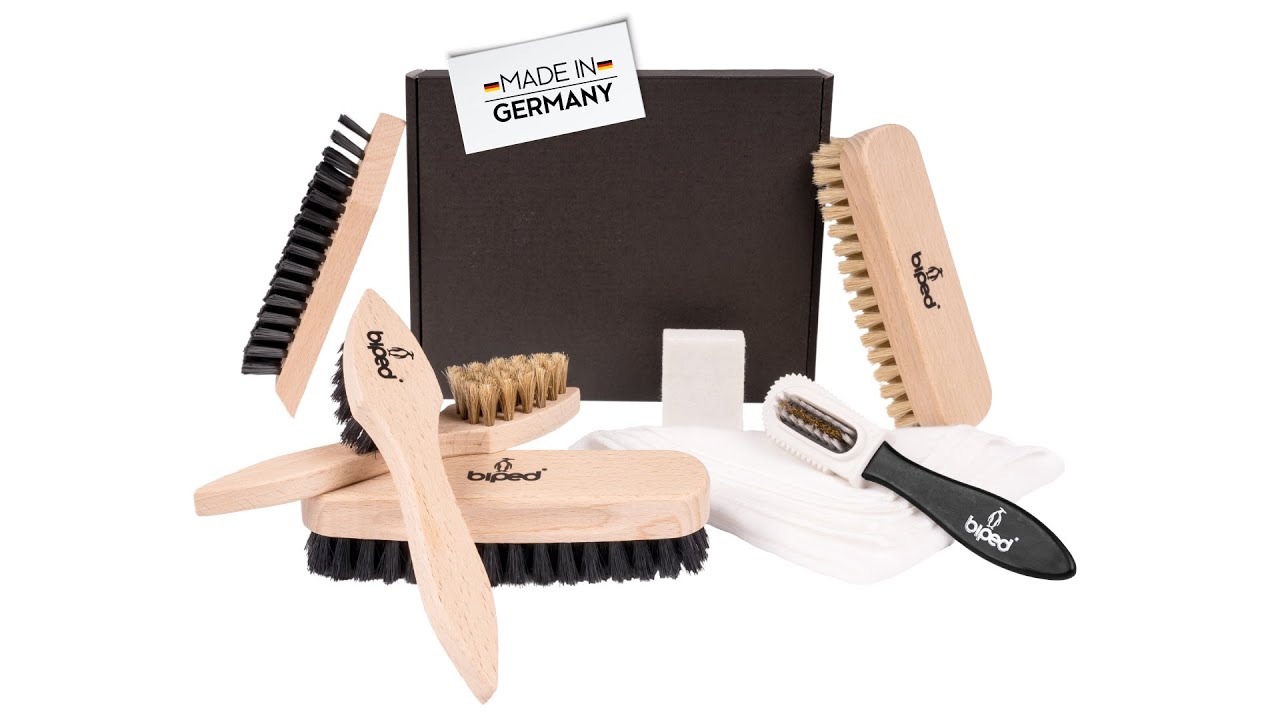 biped Schuhputzset 8-teilig - Schuhpflege für Glattleder und Wildleder - Made in Germany z2463