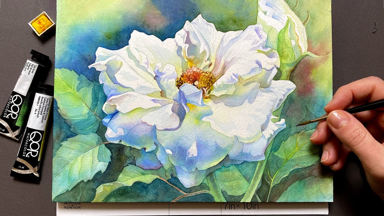 HOW TO PAINT WHITE FLOWERS ON WHITE PAPER 🤍 3 Techniques for Painting White with Watercolors
