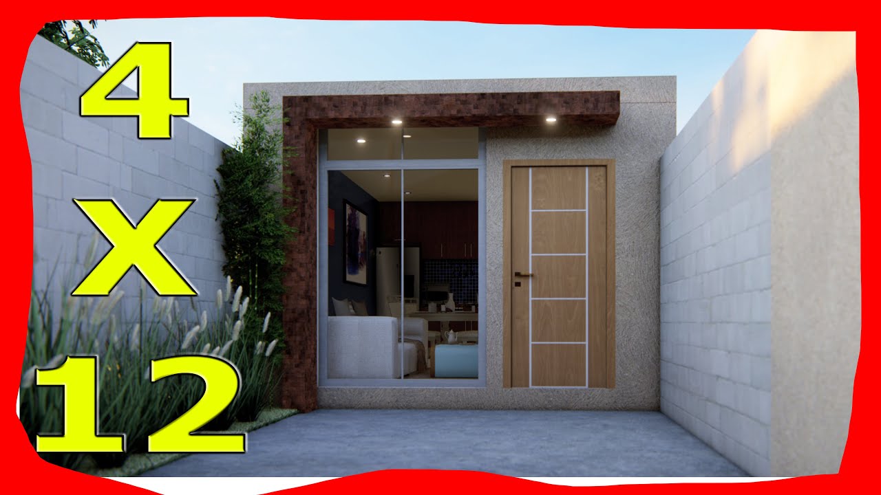 Planos de Casas Pequeñas de 4x12 metros Un piso (Fachadas de Casas Modernas)