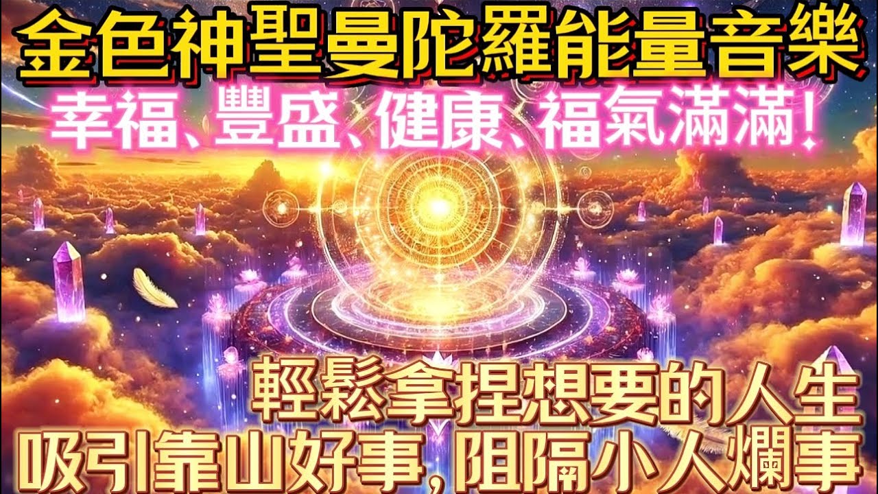 金色神聖曼陀羅能量音樂｜幸福、豐盛、健康、福氣滿滿！｜輕鬆拿捏想要的人生｜吸引靠山好事、阻隔小人爛事｜吸引力法則調頻能量音樂