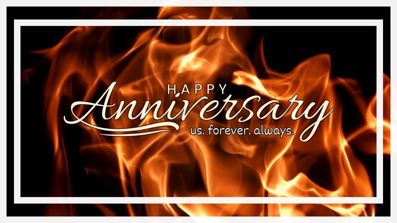 Happy Anniversary Screensaver | 12-Hour Gold-Colored Flames & Crackling Sounds, No Music