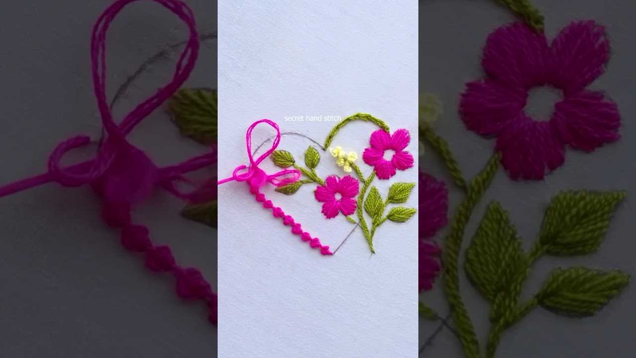 Simple cute love embroidery with palestrina stitch #trending #viralshorts #short #handembroidery
