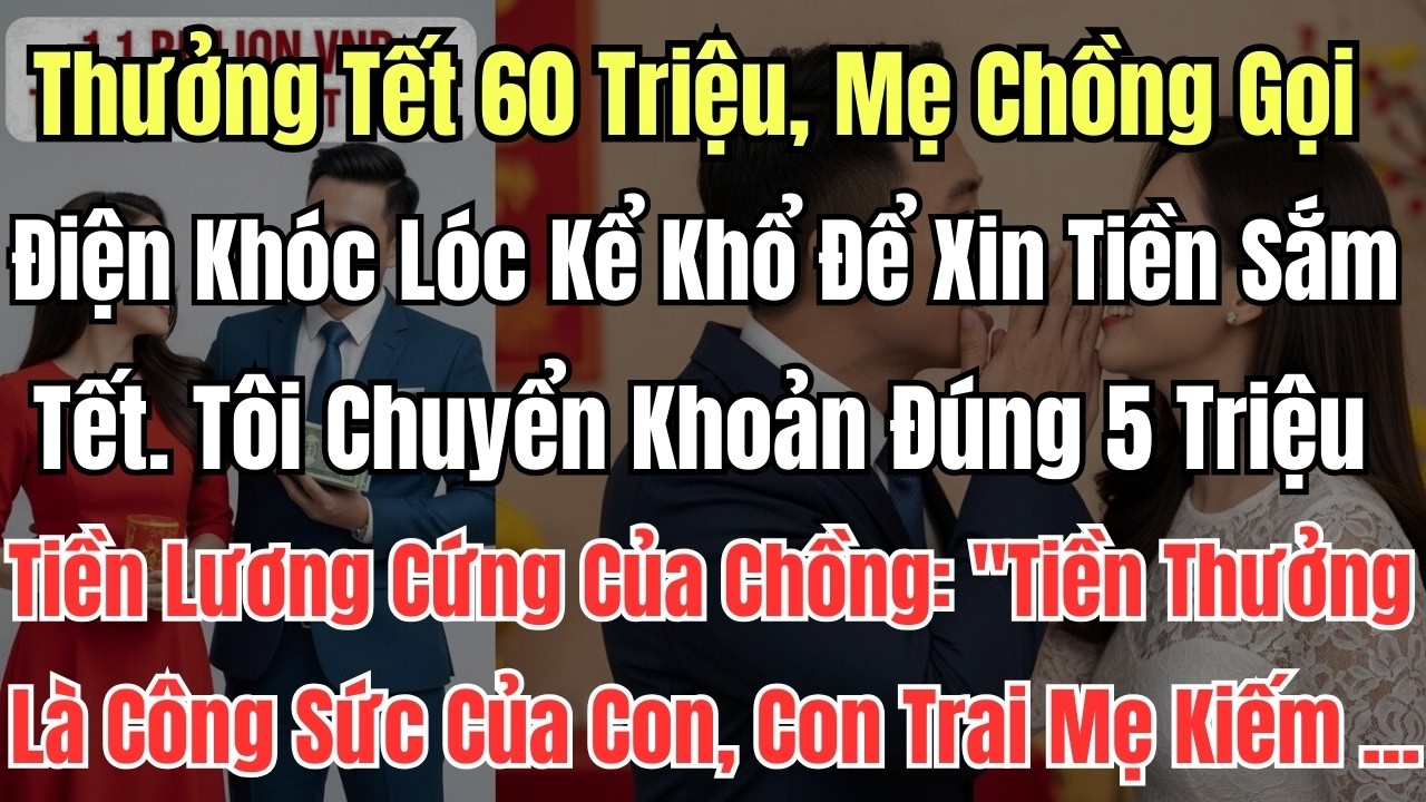 Thưởng Tết 60 Triệu, Mẹ Chồng Gọi Điện Khóc Lóc Kể Khổ Để Xin Tiền Sắm Tết. Tôi Chuyển Khoản