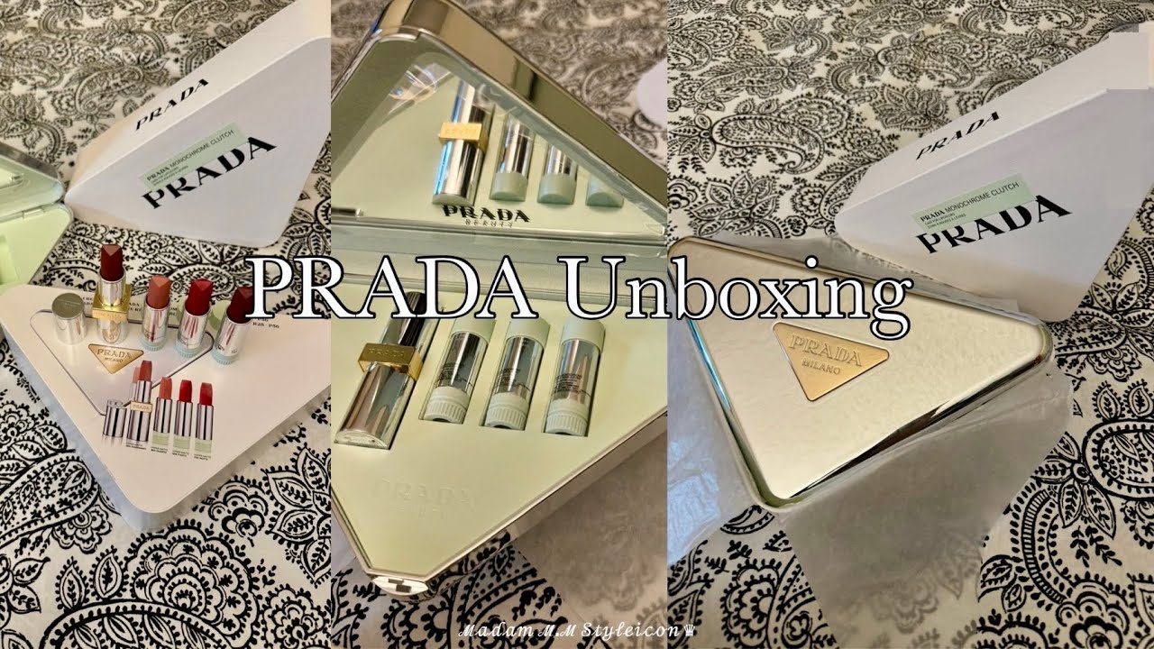 📐PRADA Monochrome Clutch With Lipstick Set *Unboxing* #ASMR | ℳ𝒶𝒹𝒶𝓂 ℳ.ℳ 𝒮𝓉𝓎𝓁ℯ𝒾𝒸ℴ𝓃 ♛