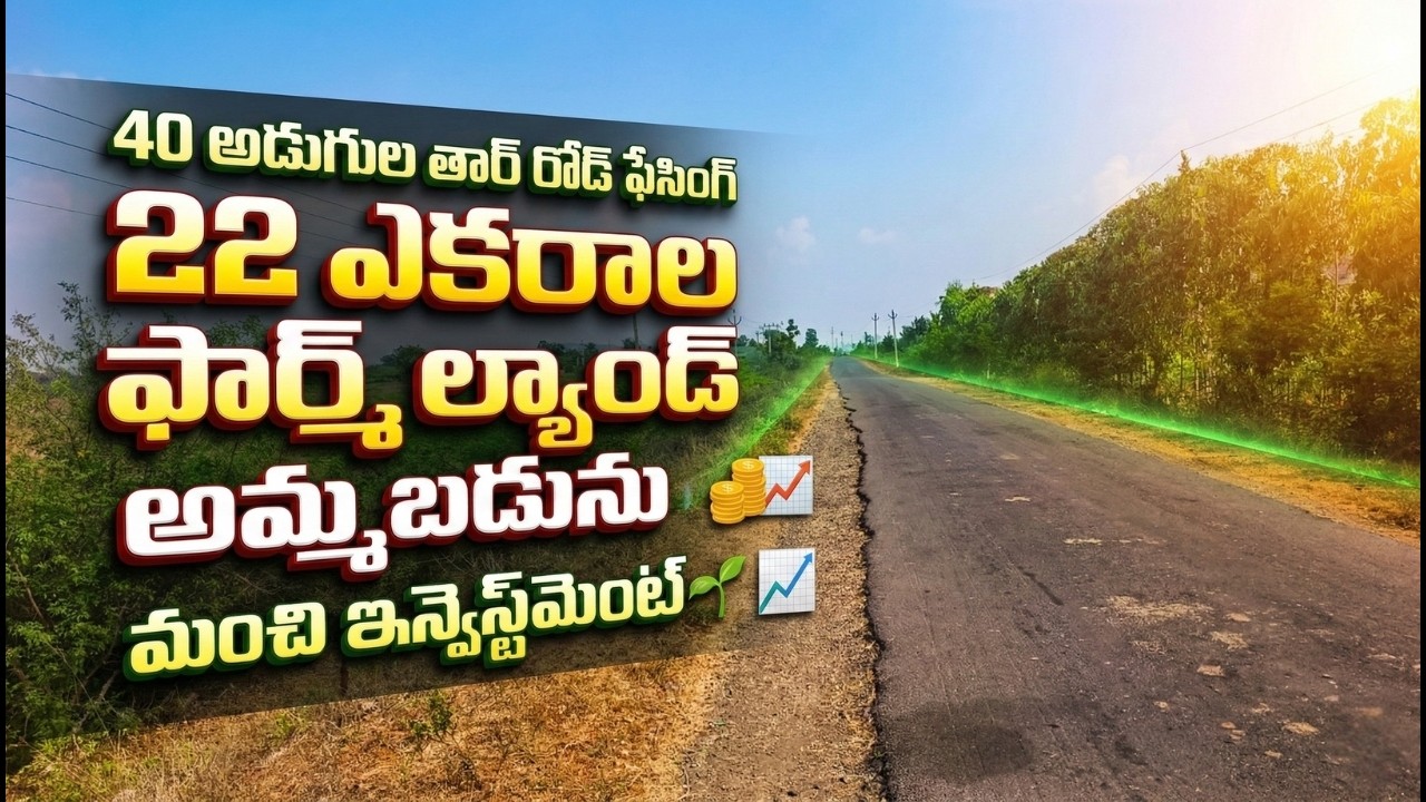 40 అడుగుల తార్ రోడ్ ఫేసింగ్ 22 ఎకరాల ఫార్మ్ ల్యాండ్ అమ్మబడును | మంచి ఇన్వెస్ట్‌మెంట్ 🌱