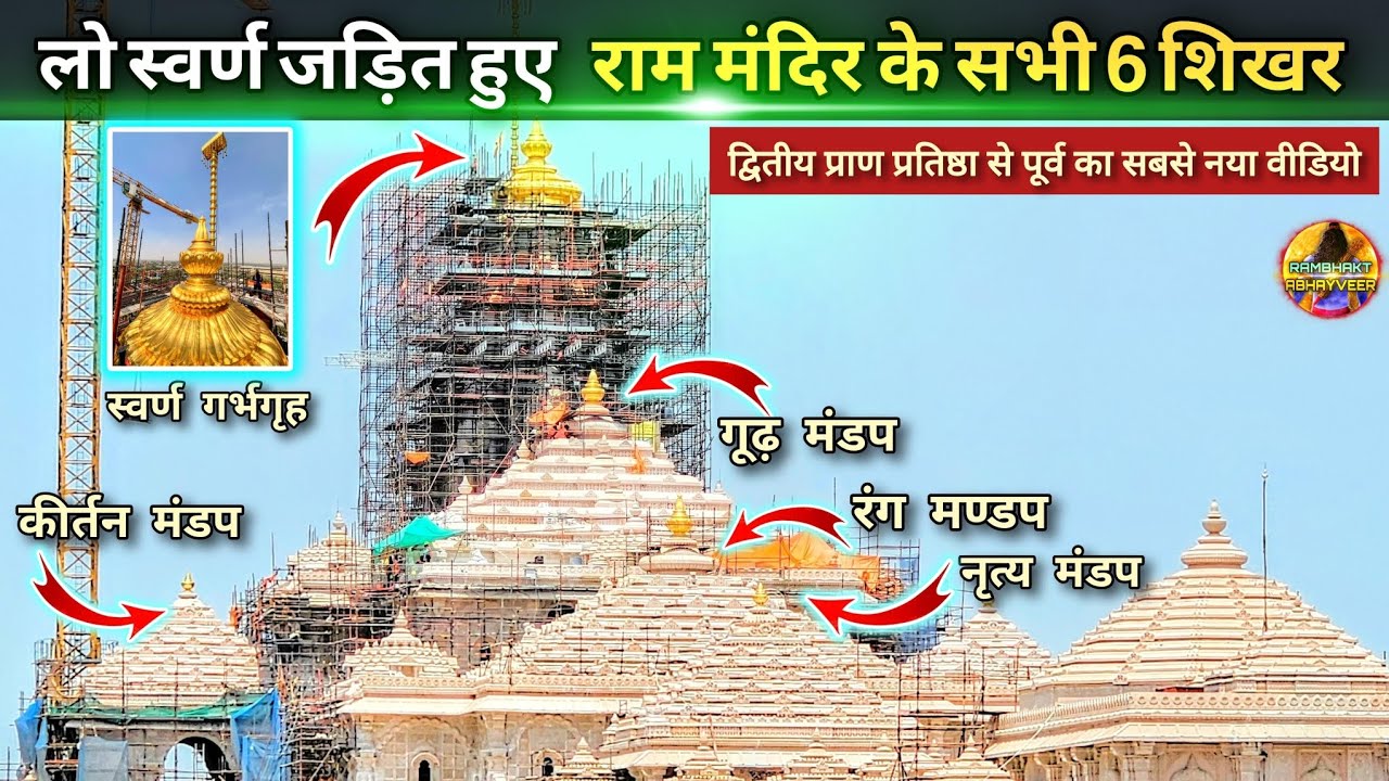 लो स्वर्ण जड़ित हुए श्री राममंदिर के सभी 6 शिखर New update|Rammandir|Ayodhya|2200₹CroreCost