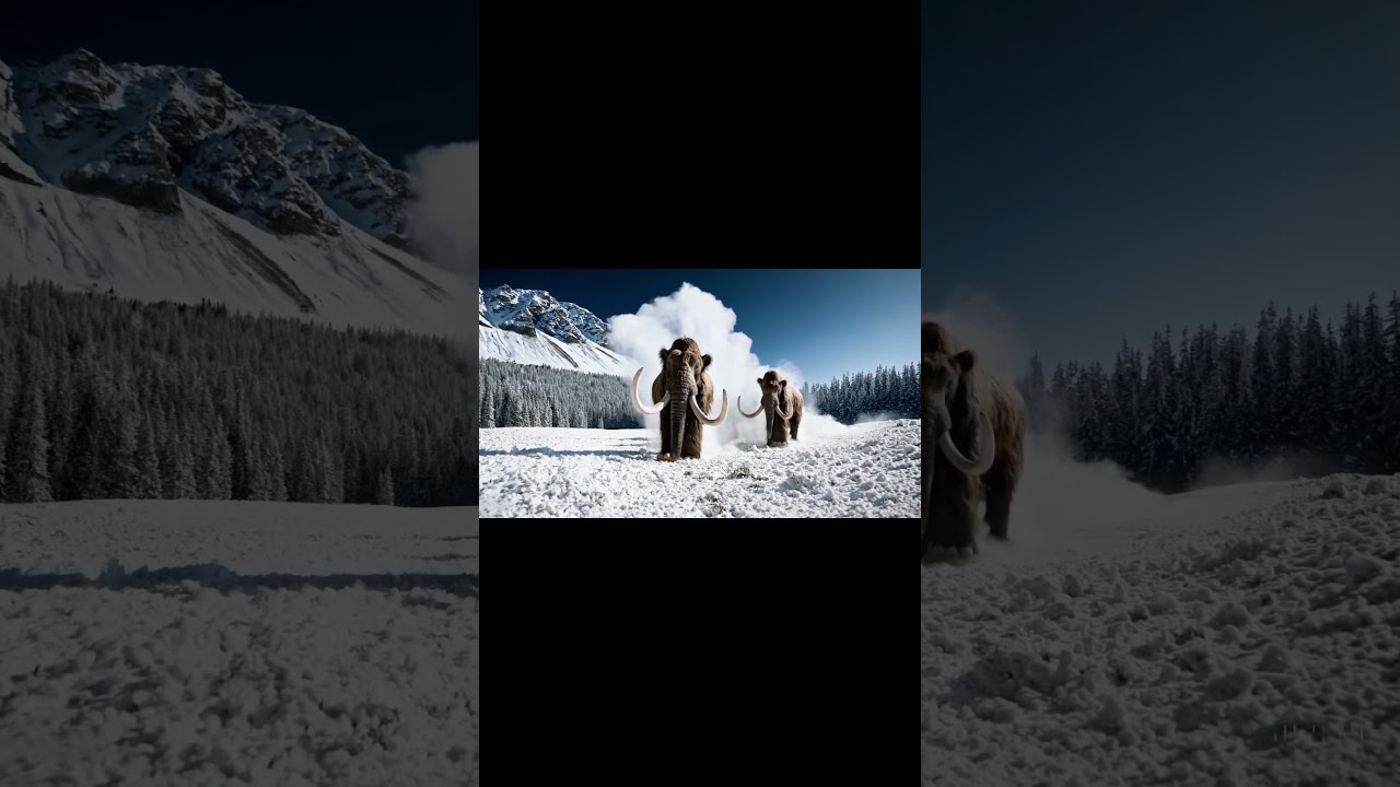 Tundra Titans: Mammoth Elephants Roaming the Snow #mammoth #snow #ancient #openai #sora #beautiful