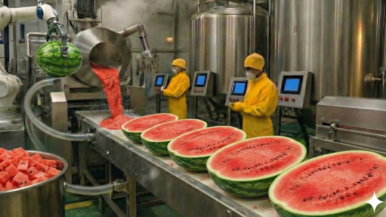 Inside a Modern Organic Watermelon Factory: From Watermelon to Pure Juice (Full Process)