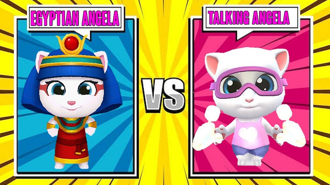 Talking Tom Wilderness Party vs Talking Tom Splash Force Character Talking Angela vs Egyptian Angela