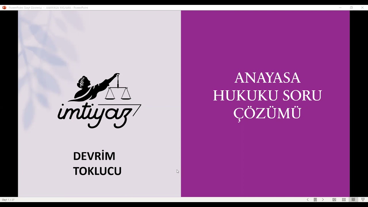 DEVRİM TOKLUCU -ANAYASA HUKUKU SORU ÇÖZÜMÜ -1 YASAMA