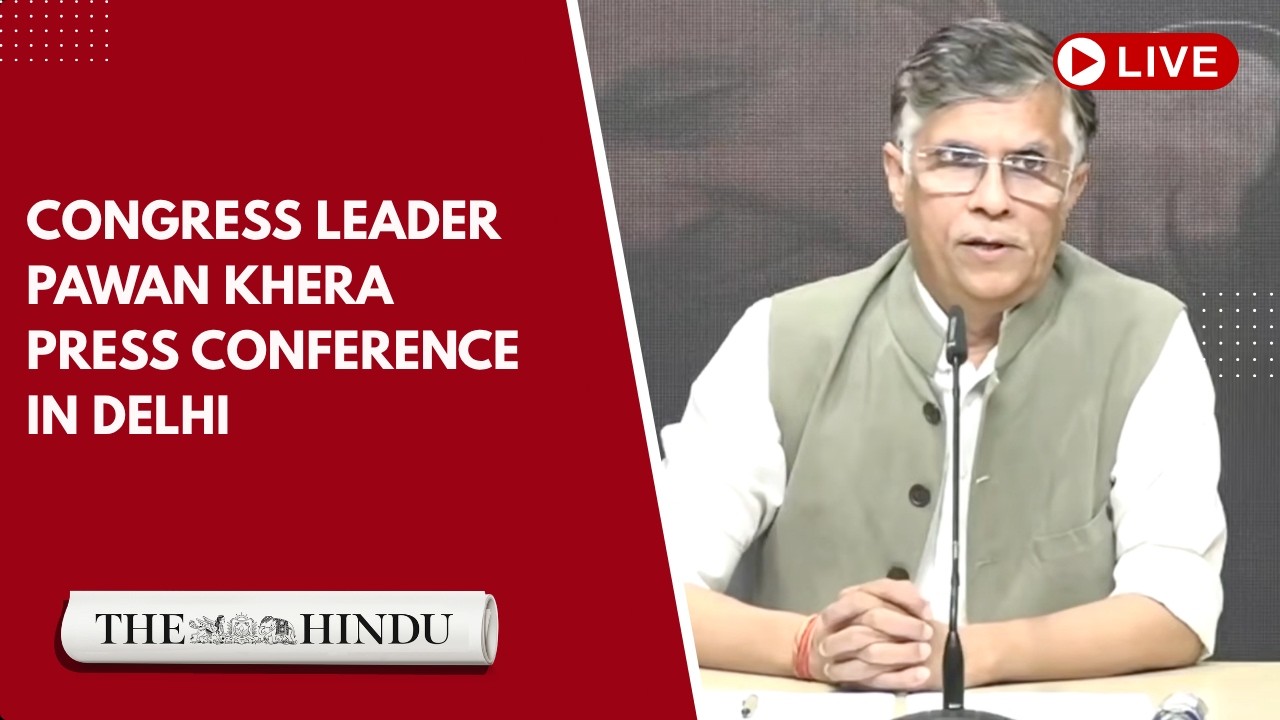Congress leader Pawan Khera addresses press briefing at party office in New Delhi