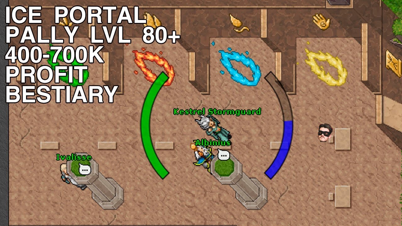 Tibia - Palladin lvl 80+ ICE PORTAL - FROST DRAGON/ICE WITCH - 500K+XP - PROFIT - BESTIARY