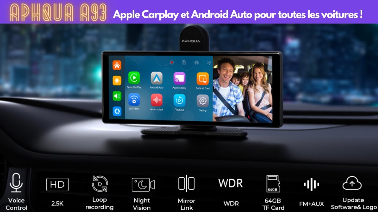 Apple Carplay et Android Auto pour toutes les voitures | Installation de l'&eacute;cran 9,3