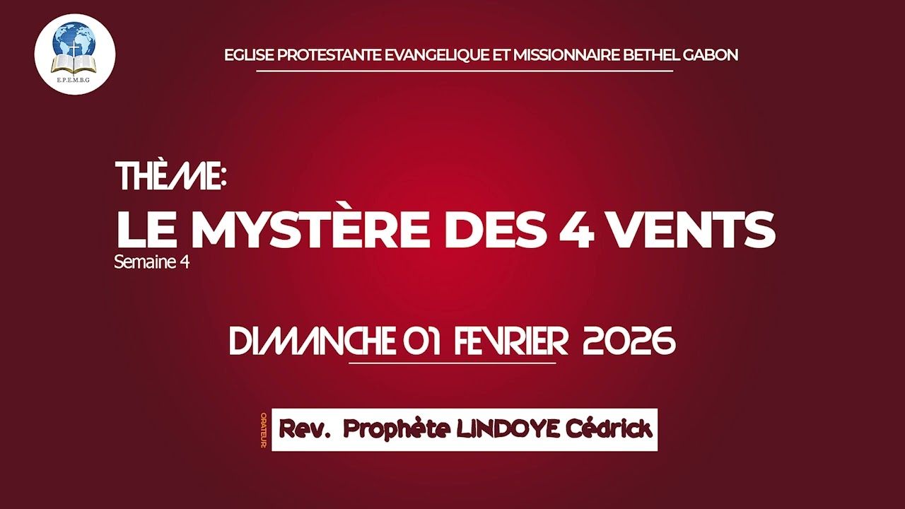 CULTE DU 01 FEVRIER 2026   Rev  Prophète LENDOYE Cédrick
