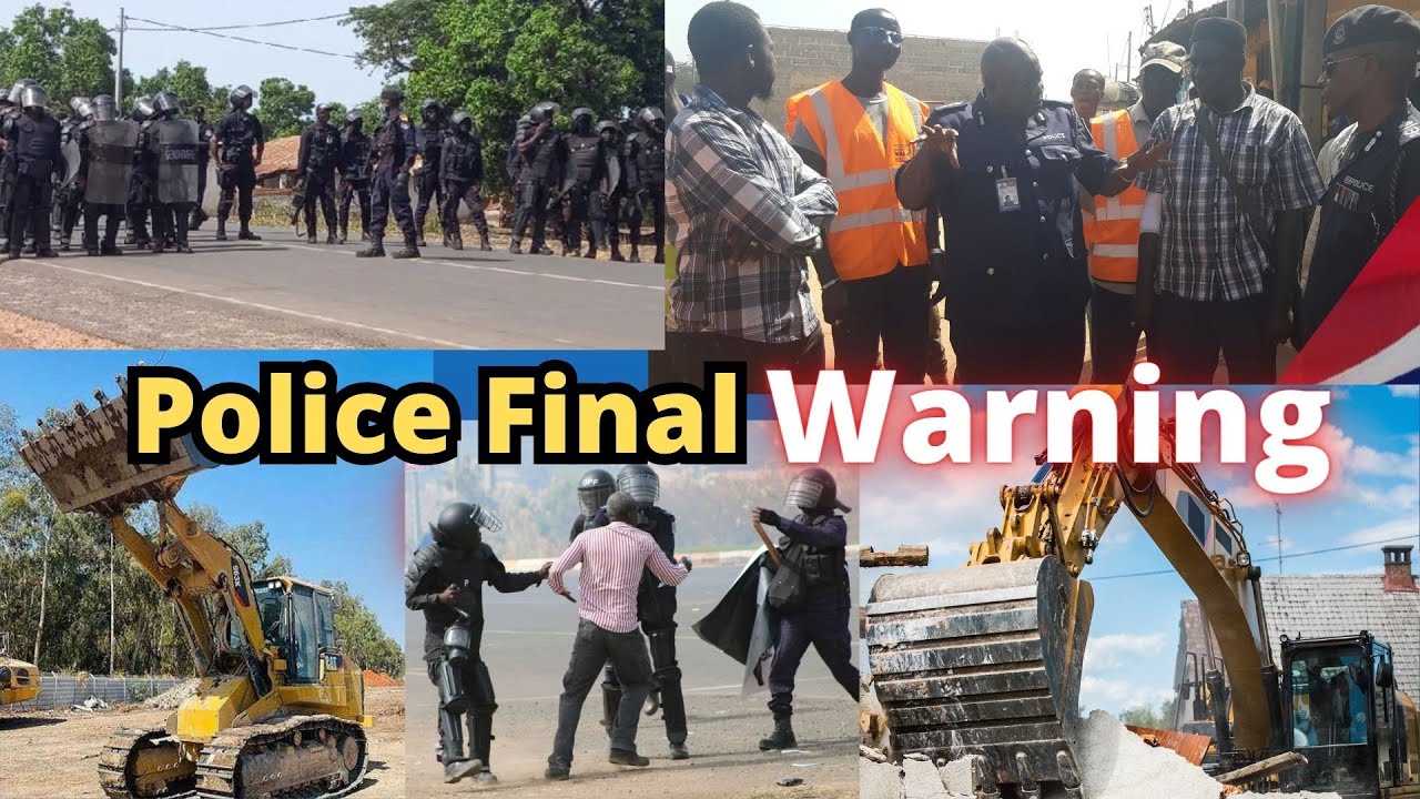 Police illigal Shop Removal Day in Brikama in The Gambia Road Clearing