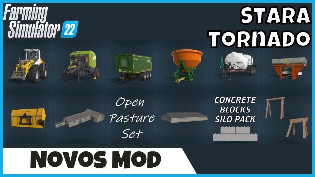 FS22 Mods | Est&aacute;bulo com Pasto Aberto, Stara Tornado e Carregadeira da Liebherr Farming Simulator 22