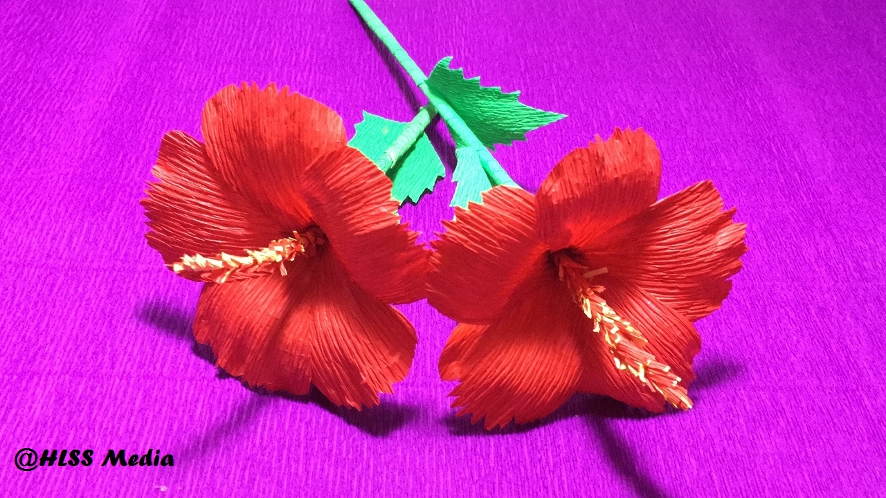 How To Make DIY Hibiscus crepe paper Flower tutorials/Hibiscus Flower origami-Craft Tutorial