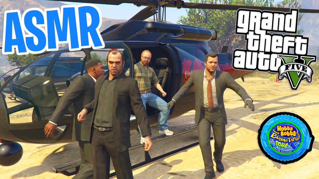 ASMR Gaming 😴 GTA 5 Story Mode Part 54! Relaxing Gum Chewing 🎮🎧 Controller Sounds + Whispering 💤