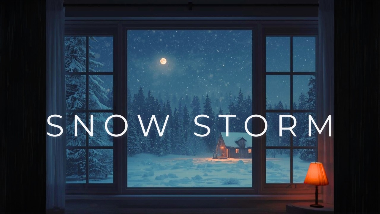 Snow Storm Sounds for Sleep ❄ Cozy Winter Cabin Window Ambience (8 Hours)