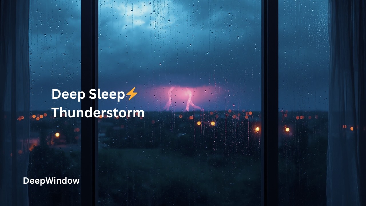 Thunderstorm at the Window 🌩️ Rain & Distant Thunder for Deep Sleep | Relaxing Night Storm Sound 2 H