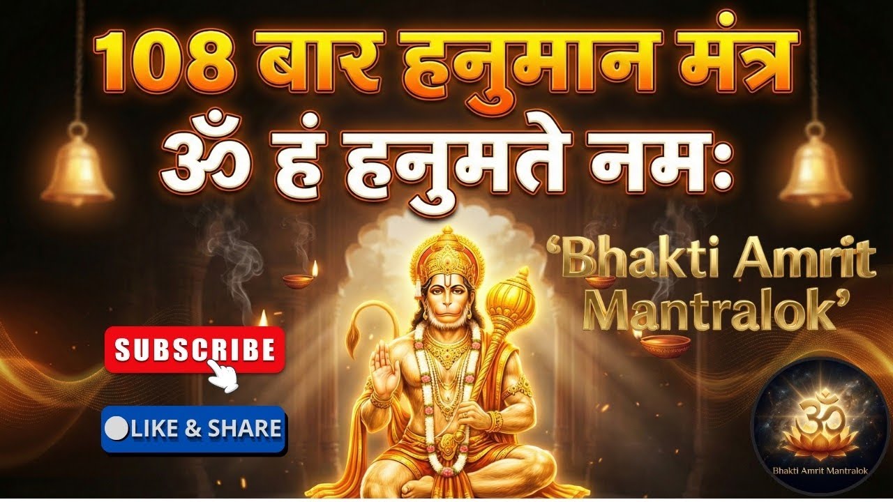 🙏 108 बार हनुमान मंत्र जप | ॐ हं हनुमते नमः | संकटमोचन हनुमान ध्यान व शक्तिशाली  हनुमान मंत्र