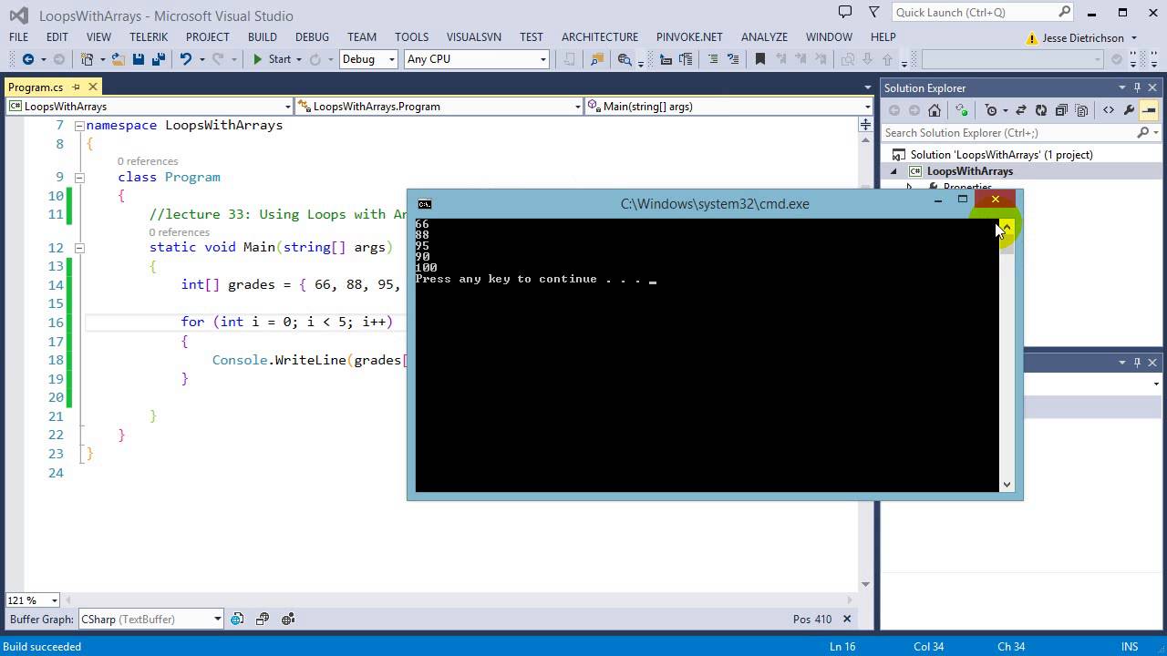 Learn C# for beginners: 33 -  Using Loops with Arrays
