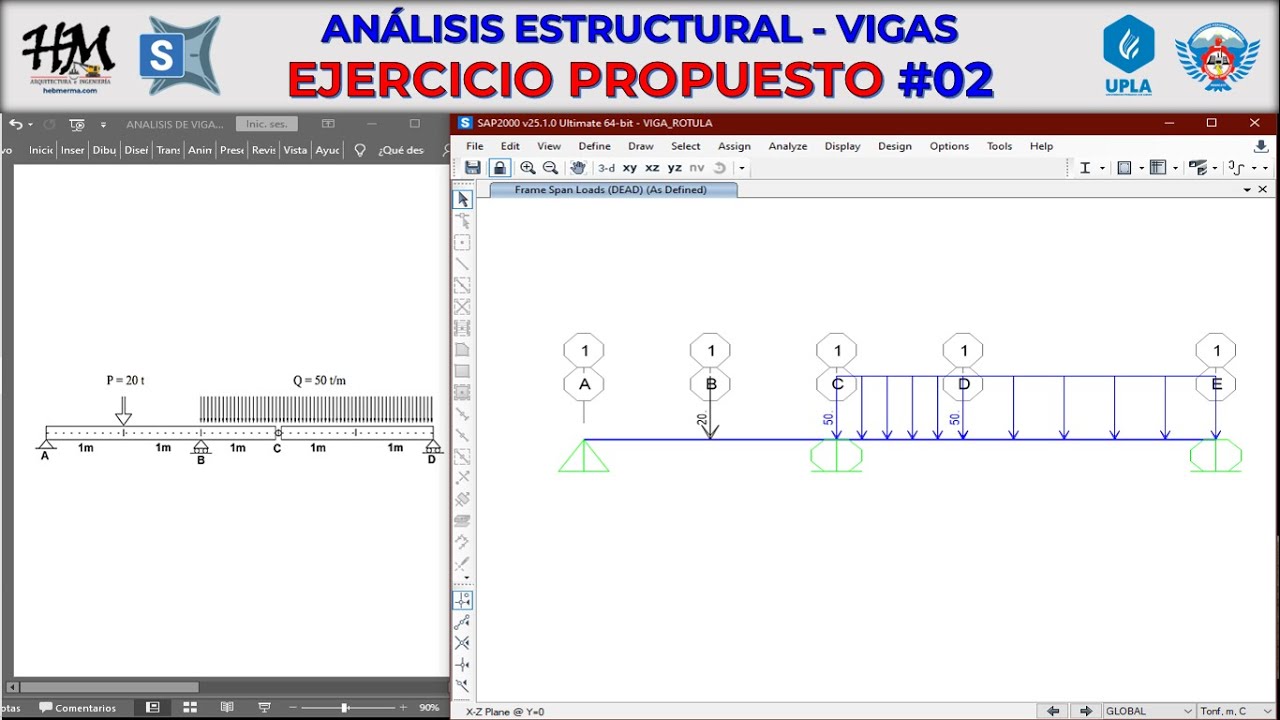 COMO ANALIZAR VIGA CON RÓTULA USANDO SAP2000 | Ejercicio Propuesto N°02 | #HebMERMA