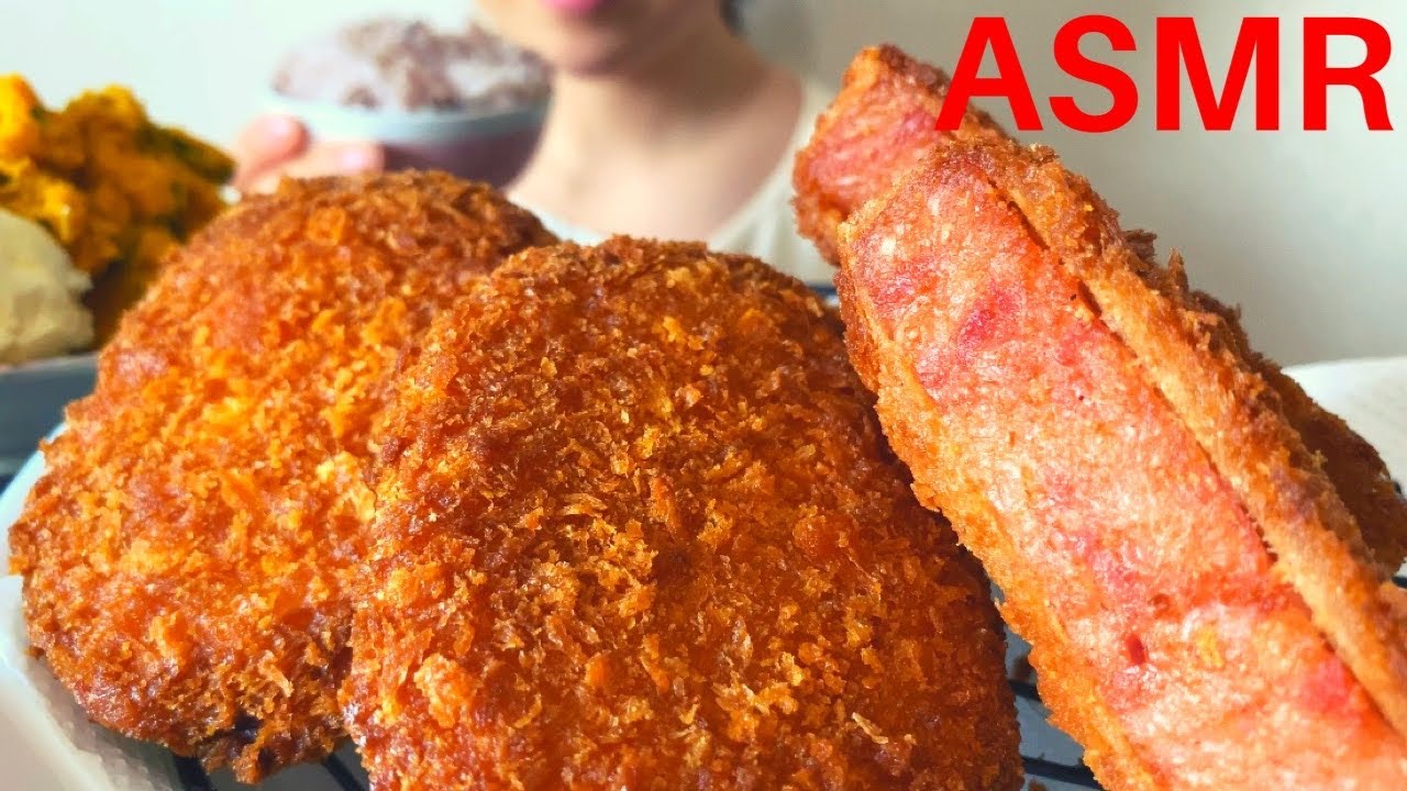【ASMR】極厚ハムカツと牛肉コロッケを食べる(咀嚼音/MUKBANG/Eating Sounds/먹방) Fried food (Croquette/Hamukatsu)