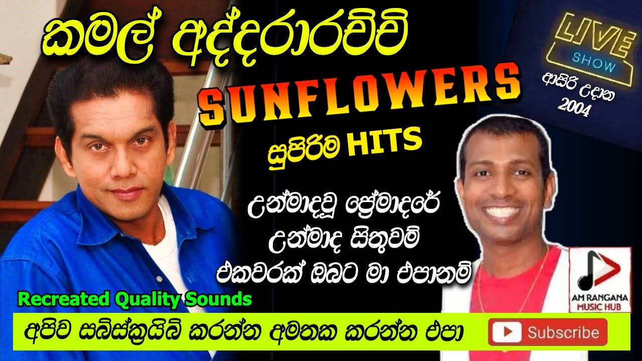 කමල් අද්දරාරච්චි,KAMAL ADDARACHCHI WITH SUNFLOWERS පැරණි සන්ෆ්ලවර් LIVE SHOW 2004 RECREATED SOUNDS