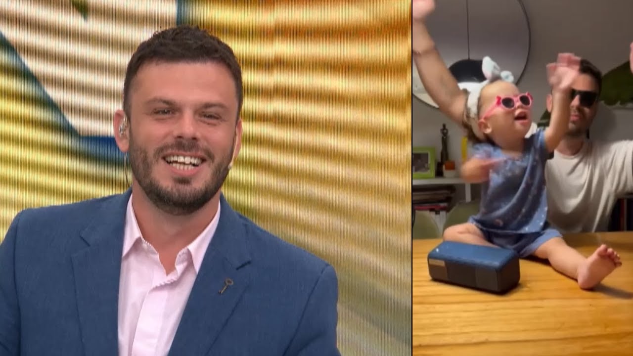 Nacho Otero fue sorprendido en medio del noticiero por un tierno video de su hija Alba bailando