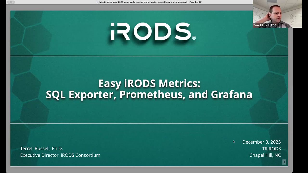 TRiRODS: Easy iRODS Metrics: SQL Exporter, Prometheus, and Grafana