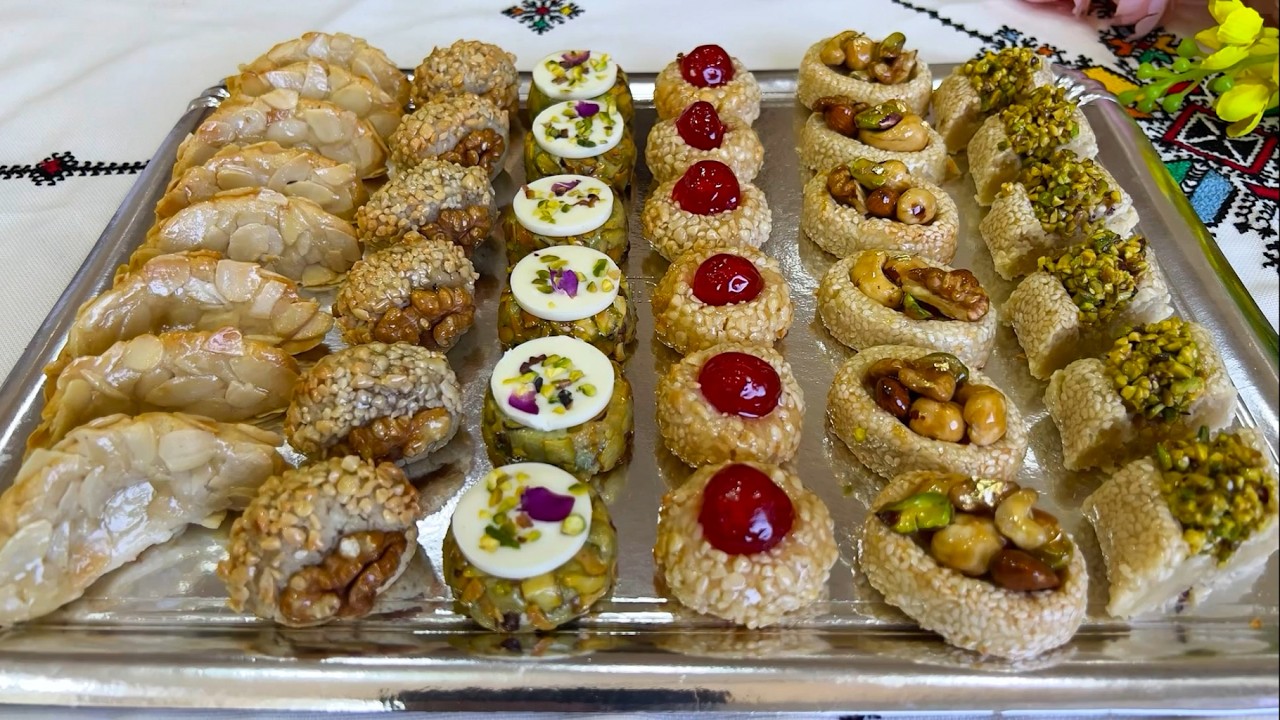 عندك نصف كيلو لوز❗️وجدي بيها تشكيلة حلويات بدون عجين راقية👌🏻حطيها فطبلة العيد بتحميرت لوجه