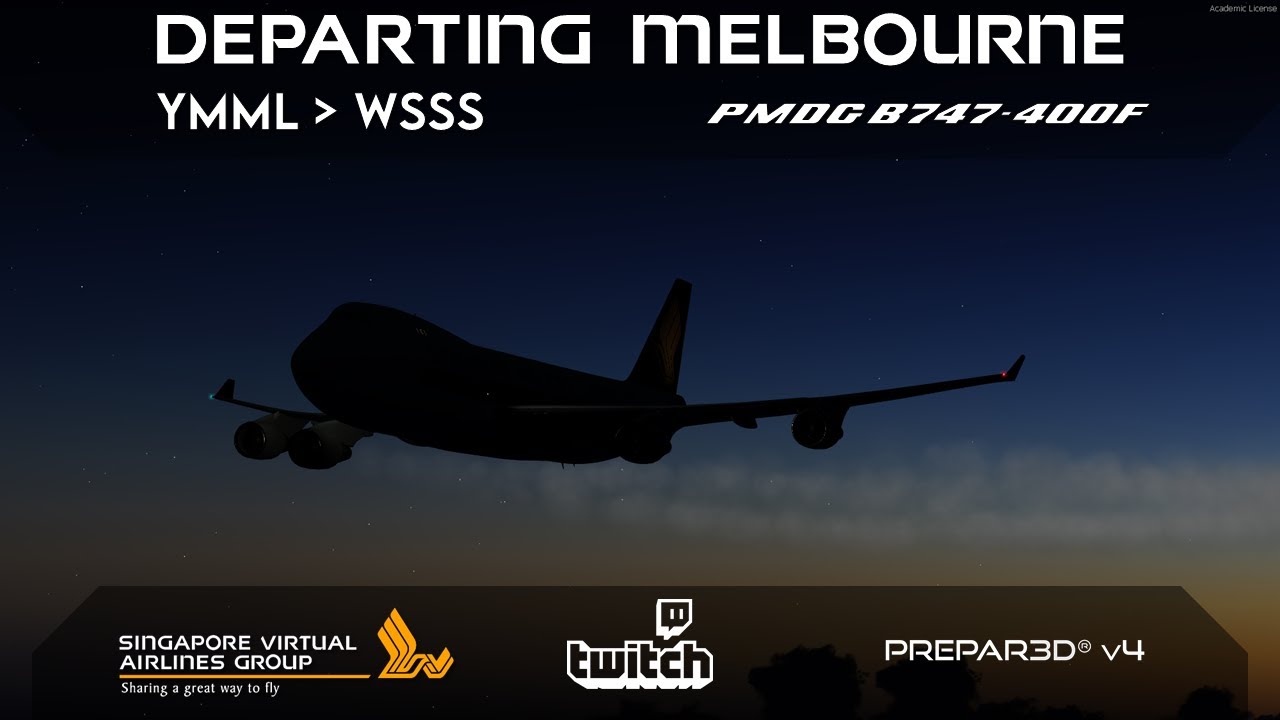 [P3Dv4.5] Departing Melbourne✈️ Singapore Airlines Cargo✈️ YMML-WSSS✈️ VATSIM✈️ PMDG 747-400F